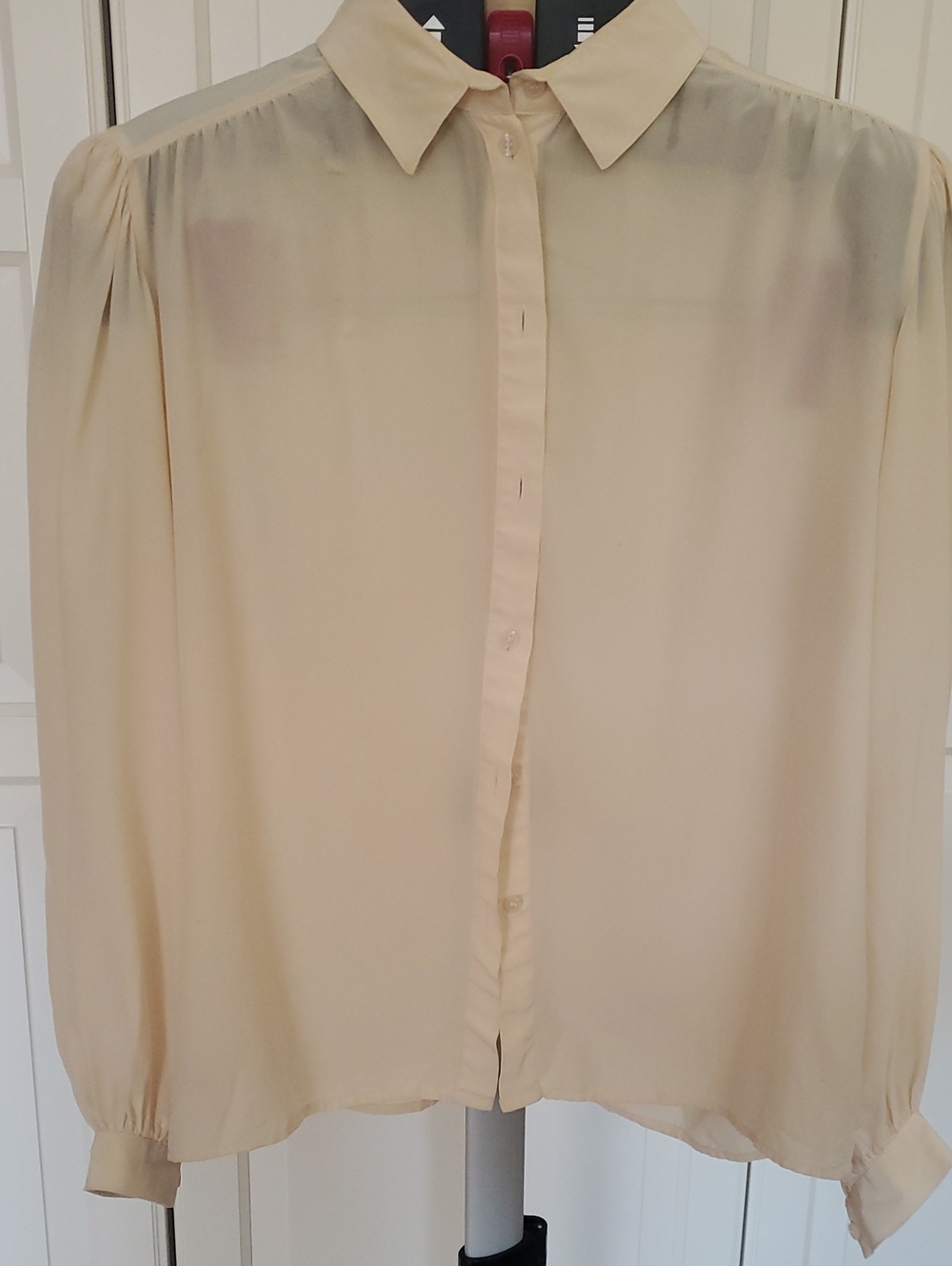 Vintage Michael Lauren Cream Silk Button-Down Blouse, Size 14